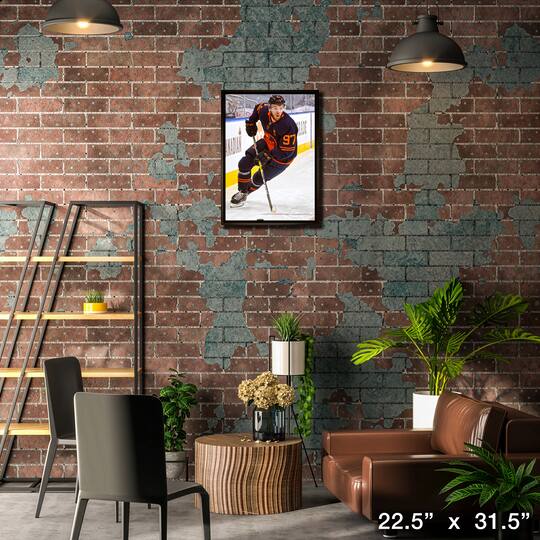Connor McDavid Edmonton Oilers Framed 20" x 29" Skating with Puck Canvas